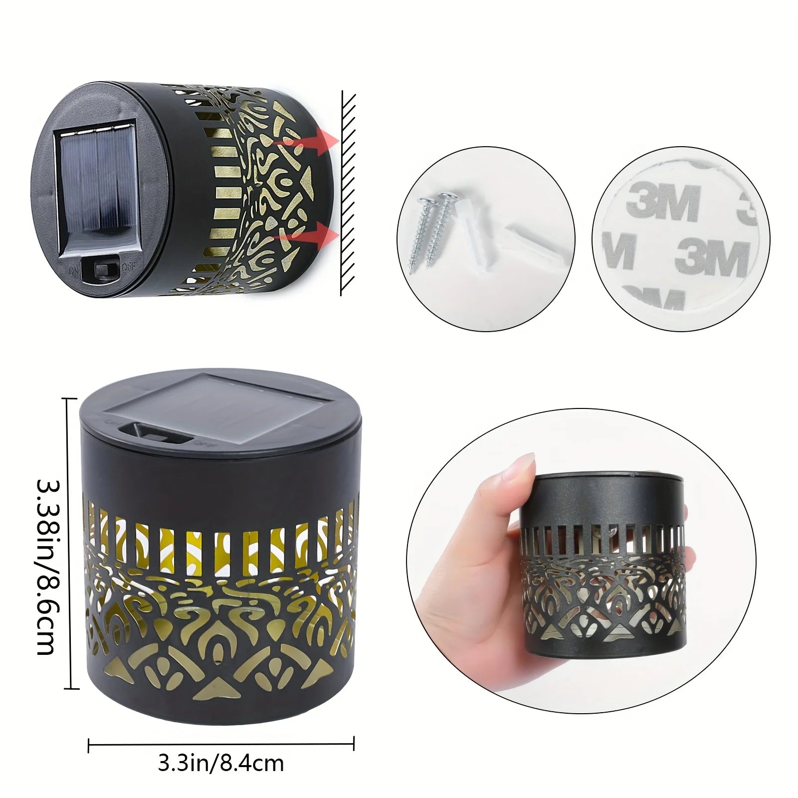 Applique solaire à motif ajouré — projection lumineuse pour l'extérieur
