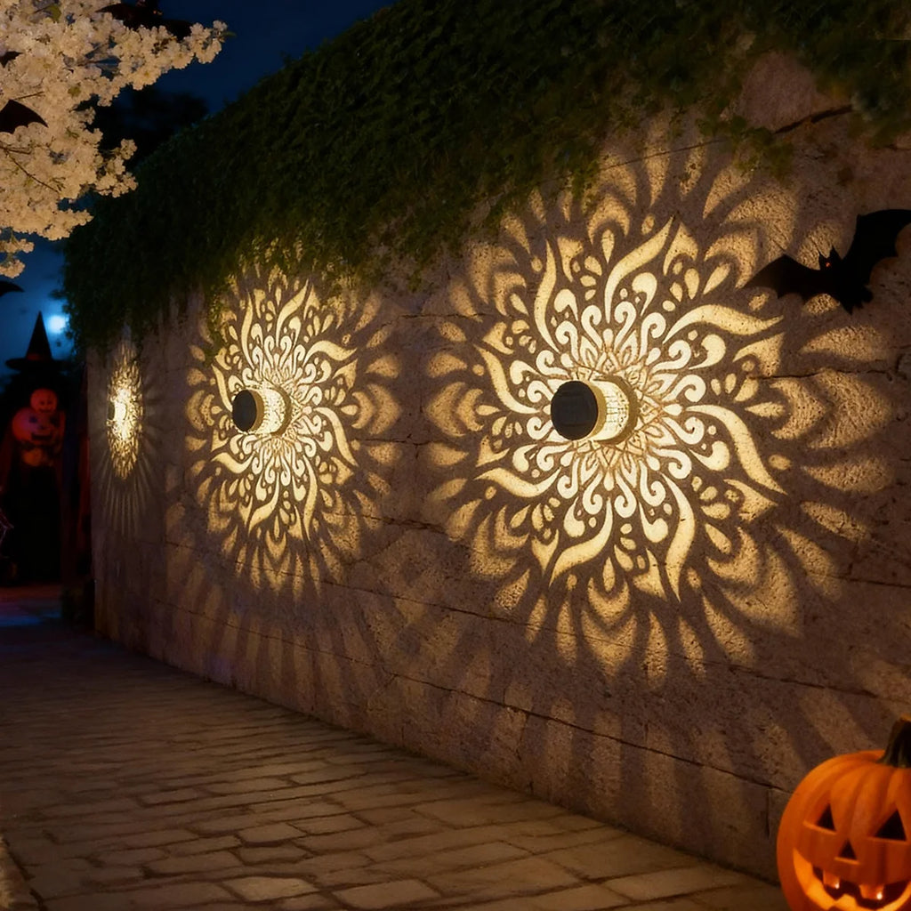 Applique solaire à motif ajouré — projection lumineuse pour l'extérieur