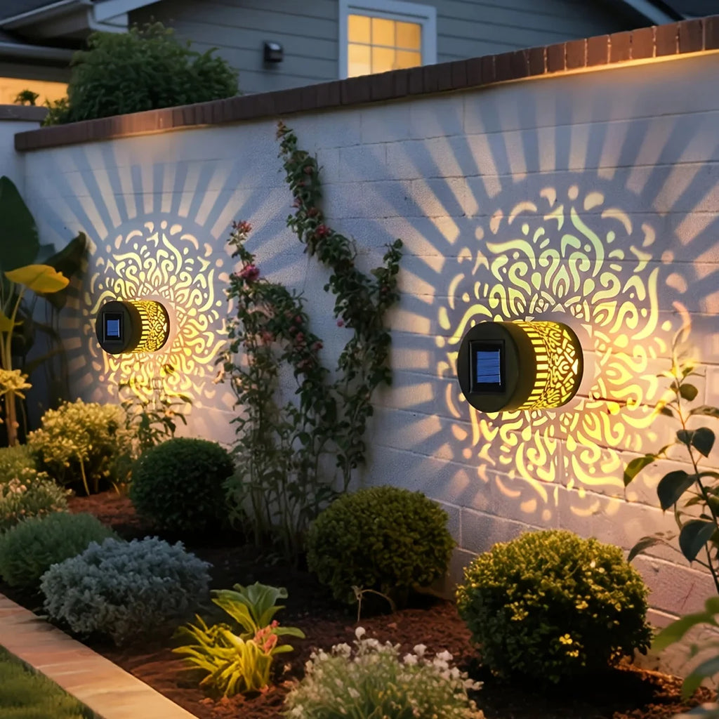 Applique solaire à motif ajouré — projection lumineuse pour l'extérieur