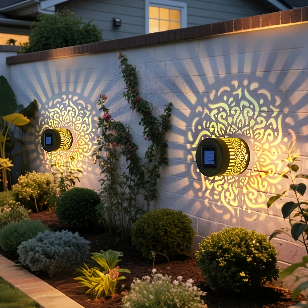 Applique solaire à motif ajouré — projection lumineuse pour l'extérieur
