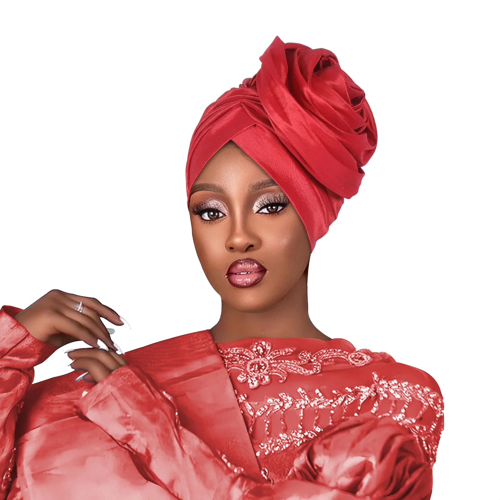 Turban de cérémonie à rose — déjà formé, 8 coloris