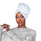 Turban de cérémonie à rose — déjà formé, 8 coloris