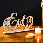 Décoration à poser « Eid Mubarak » en bois découpé — 28 cm
