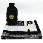 Coffret tapis de prière en chenille — avec tasbih et pochette assortis