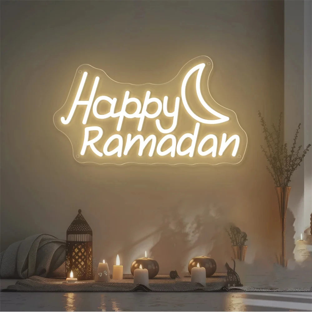 Enseigne lumineuse à LED — formules du Ramadan et de l'Aïd, 40 cm