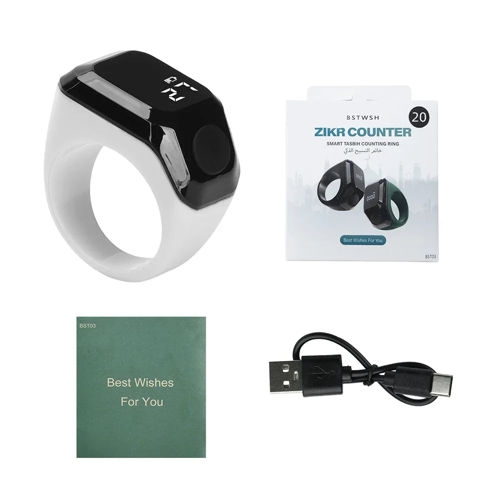 Bague compteur de dhikr Bluetooth — écran et application