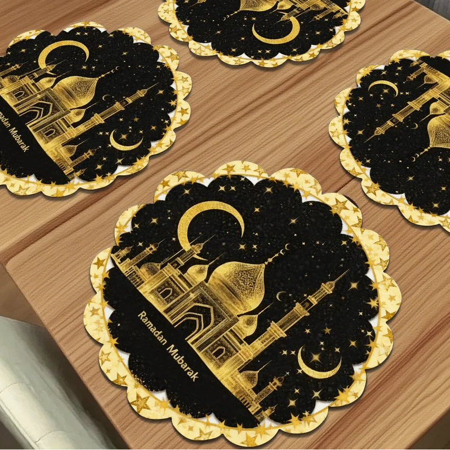 Sets de table Ramadan — lot de 4, croissant et étoiles