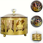 Boîte à friandises en métal doré ajouré — motif de mosquée