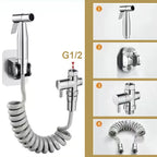 Douchette hygiénique pour WC — inox, avec flexible et support