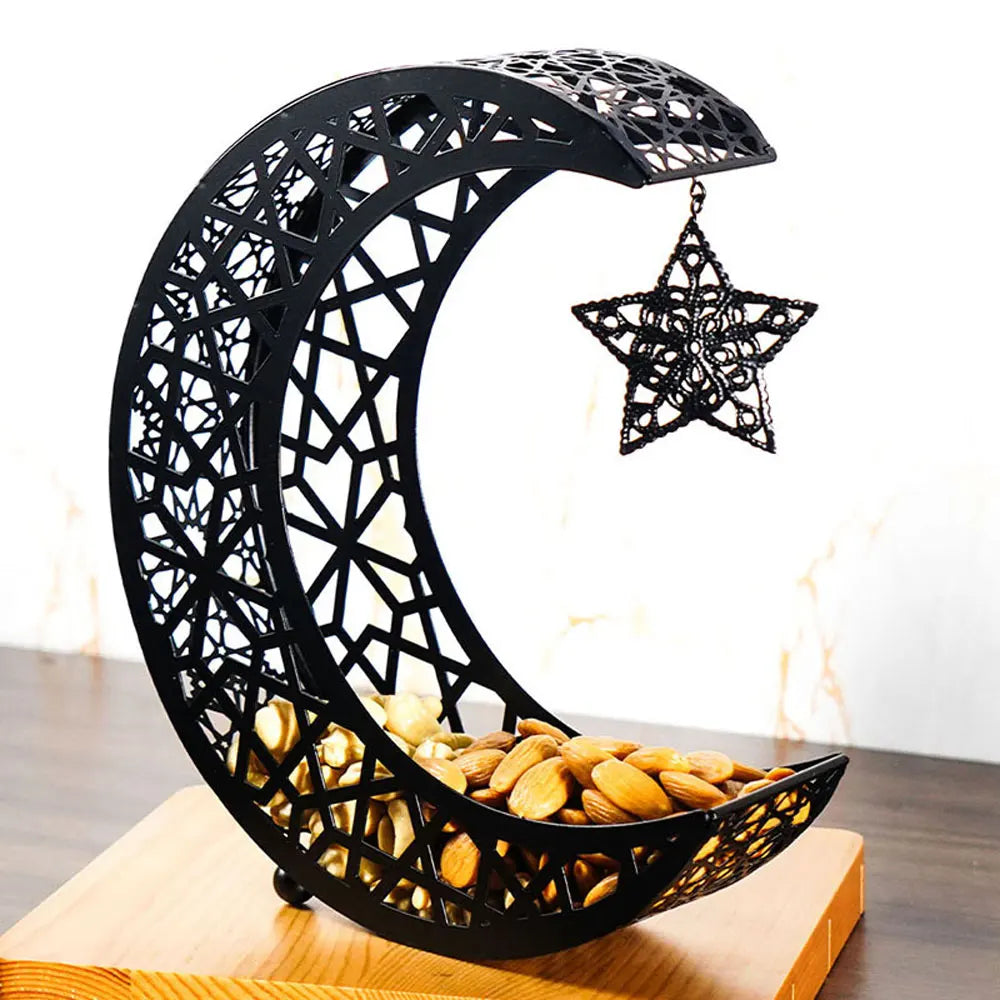 Coupelle croissant de lune en métal ajouré — étoile suspendue