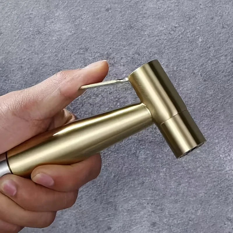 Douchette hygiénique dorée pour WC — inox brossé, kit complet