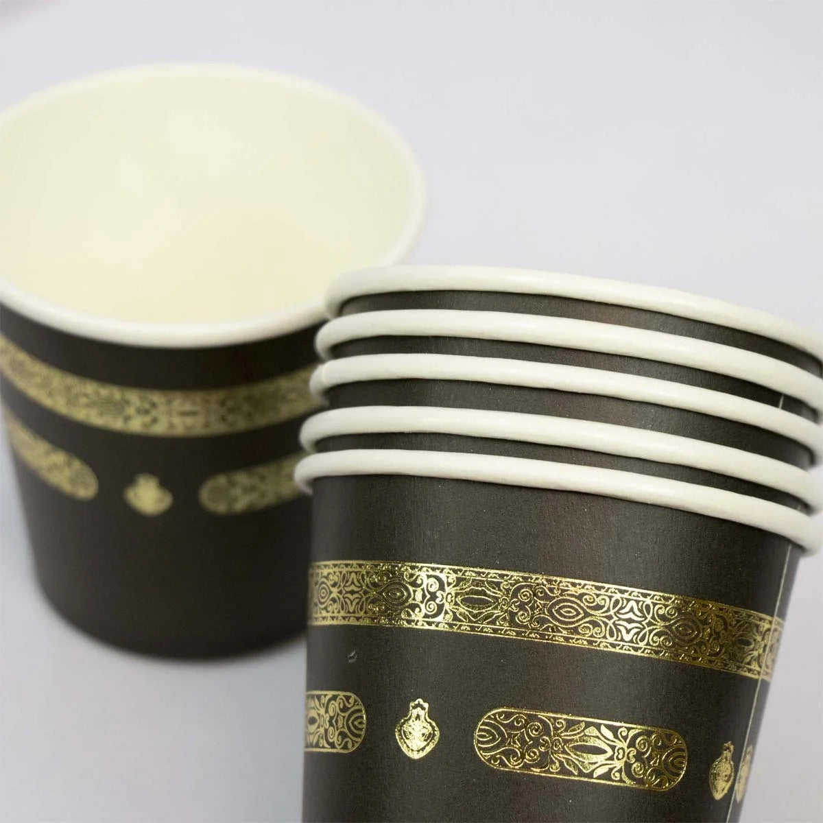 Gobelets en carton Aïd Mubarak — lot de 10, noir et or