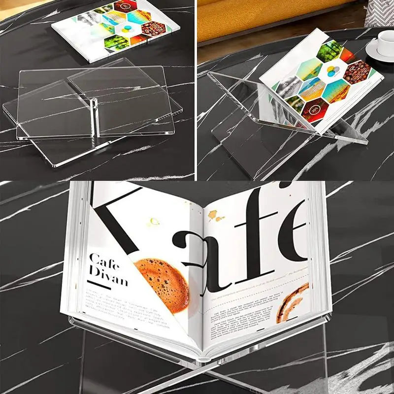 Lutrin en acrylique transparent — pliant, pour livre ouvert