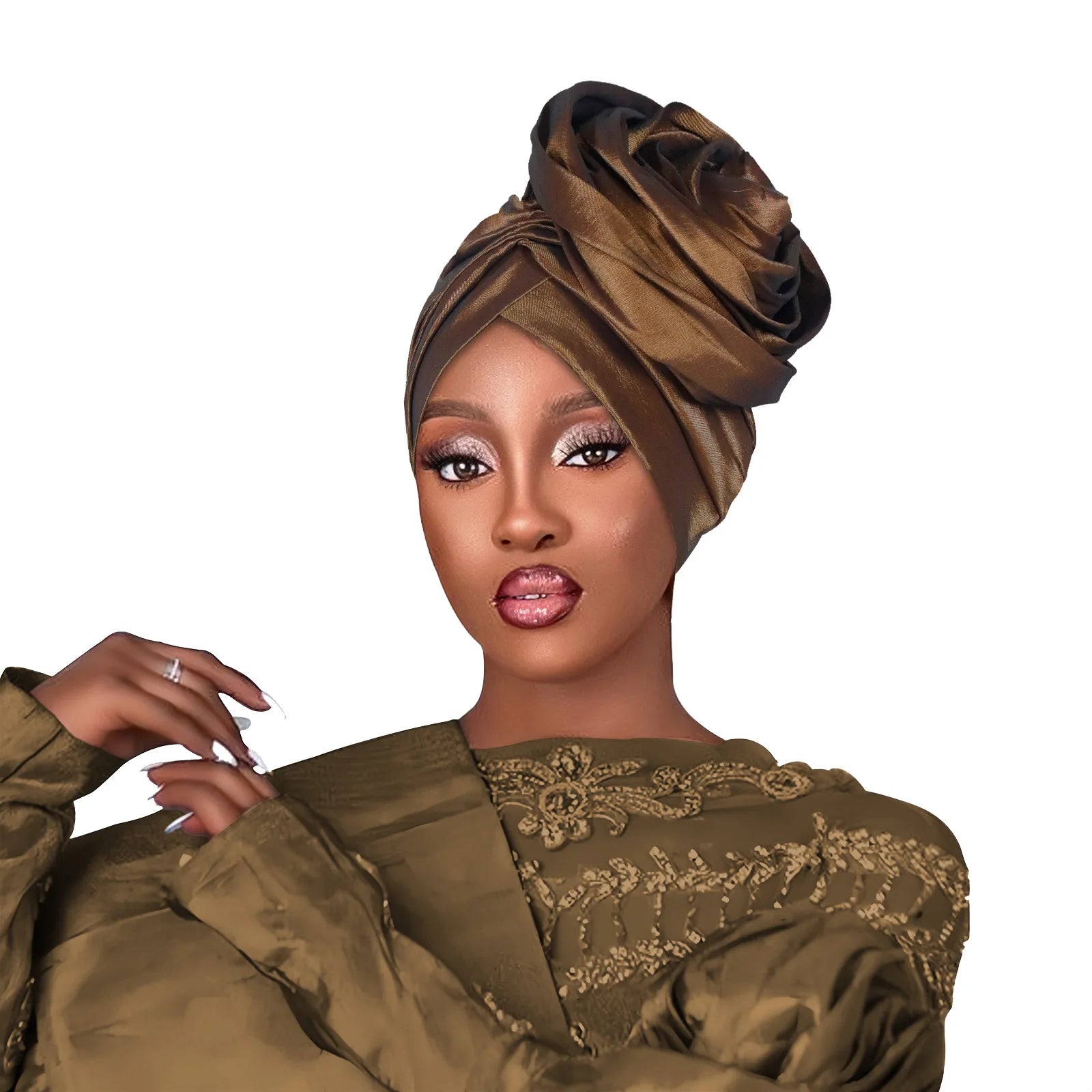 Turban de cérémonie à rose — déjà formé, 8 coloris