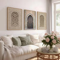 Portes et moucharabiehs de mosquée — triptyque sur toile