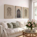 Portes et moucharabiehs de mosquée — triptyque sur toile