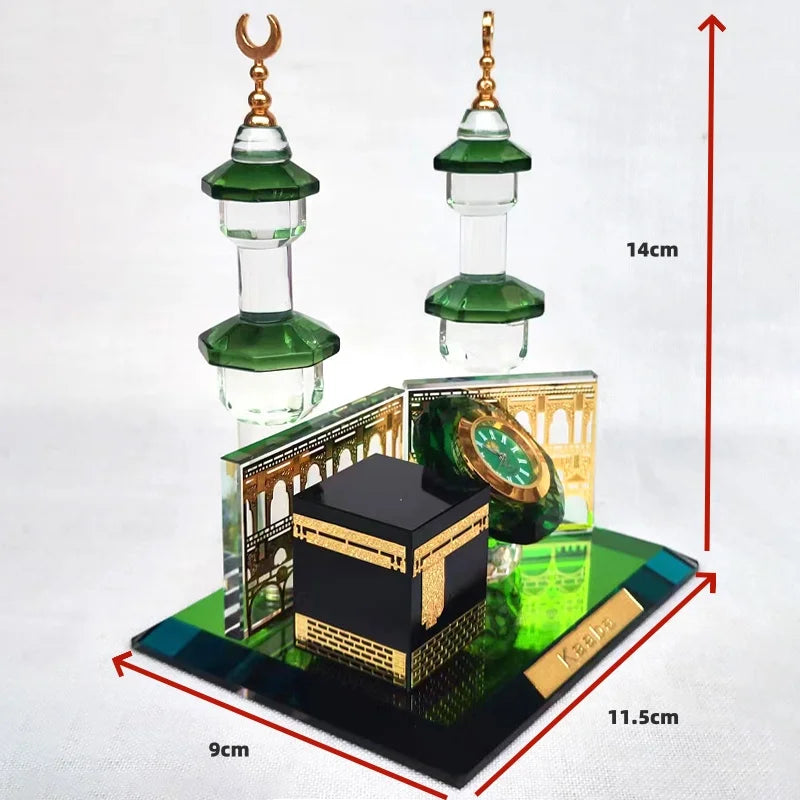 Maquette en cristal — la Kaaba et la mosquée du Prophète