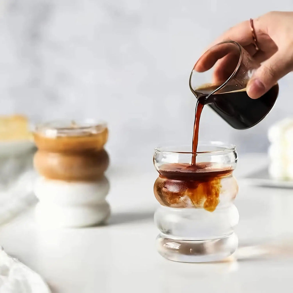 Verres ondulés en verre borosilicate — avec paille en verre et goupillon
