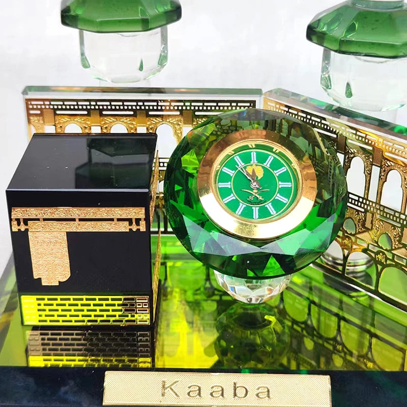 Maquette en cristal — la Kaaba et la mosquée du Prophète