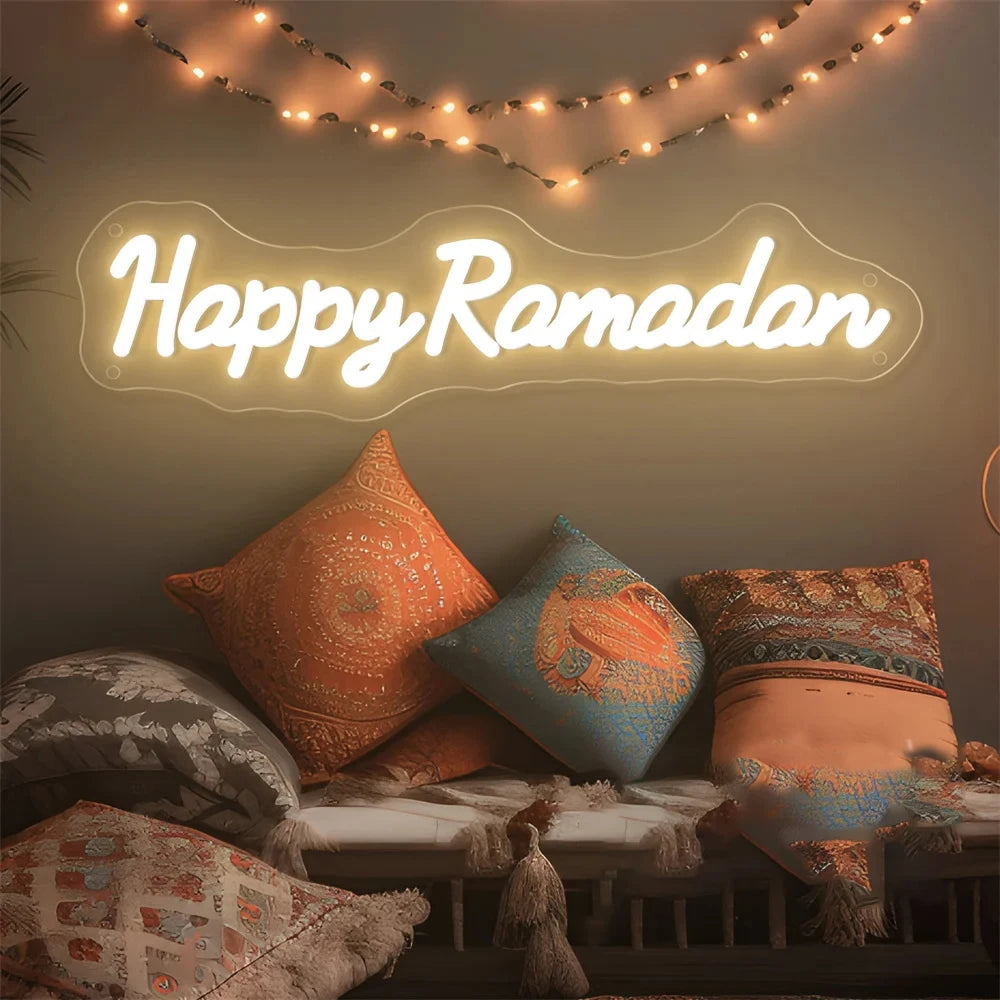 Enseigne lumineuse à LED — formules du Ramadan et de l'Aïd, 40 cm