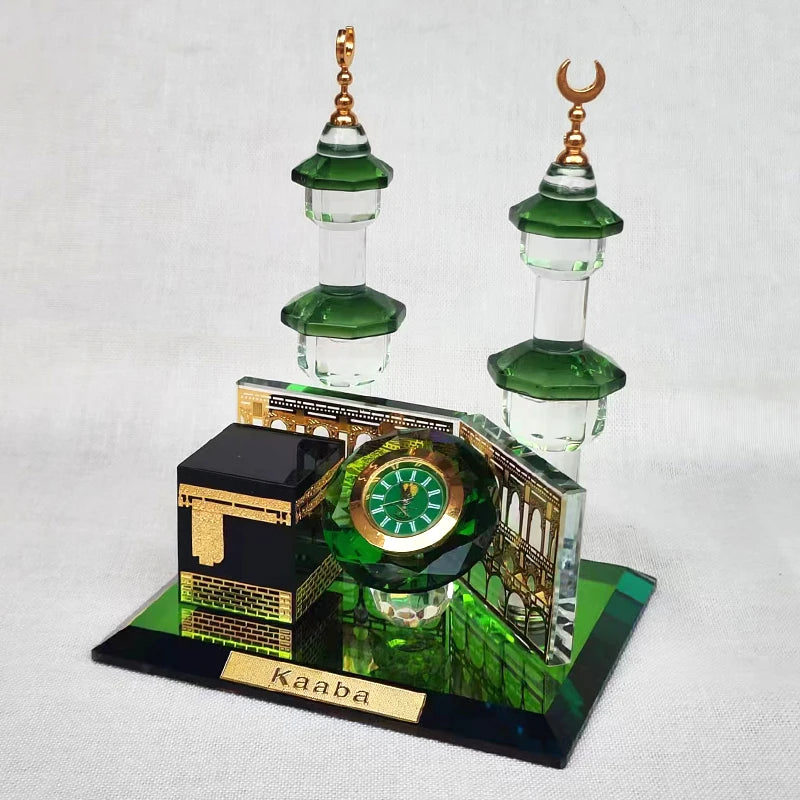 Maquette en cristal — la Kaaba et la mosquée du Prophète