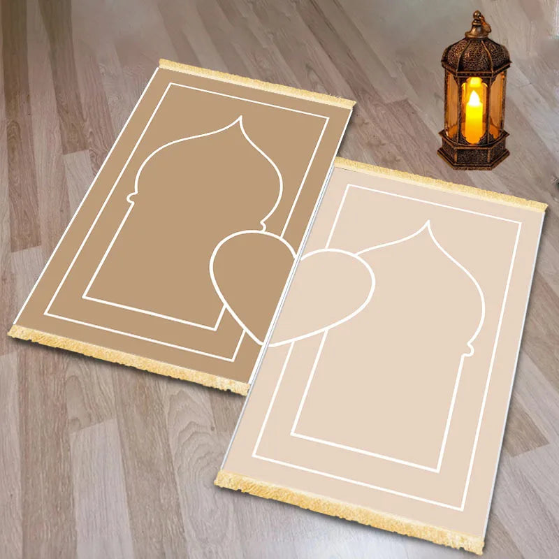 Tapis de prière minimalistes — lot de 2, crème et or