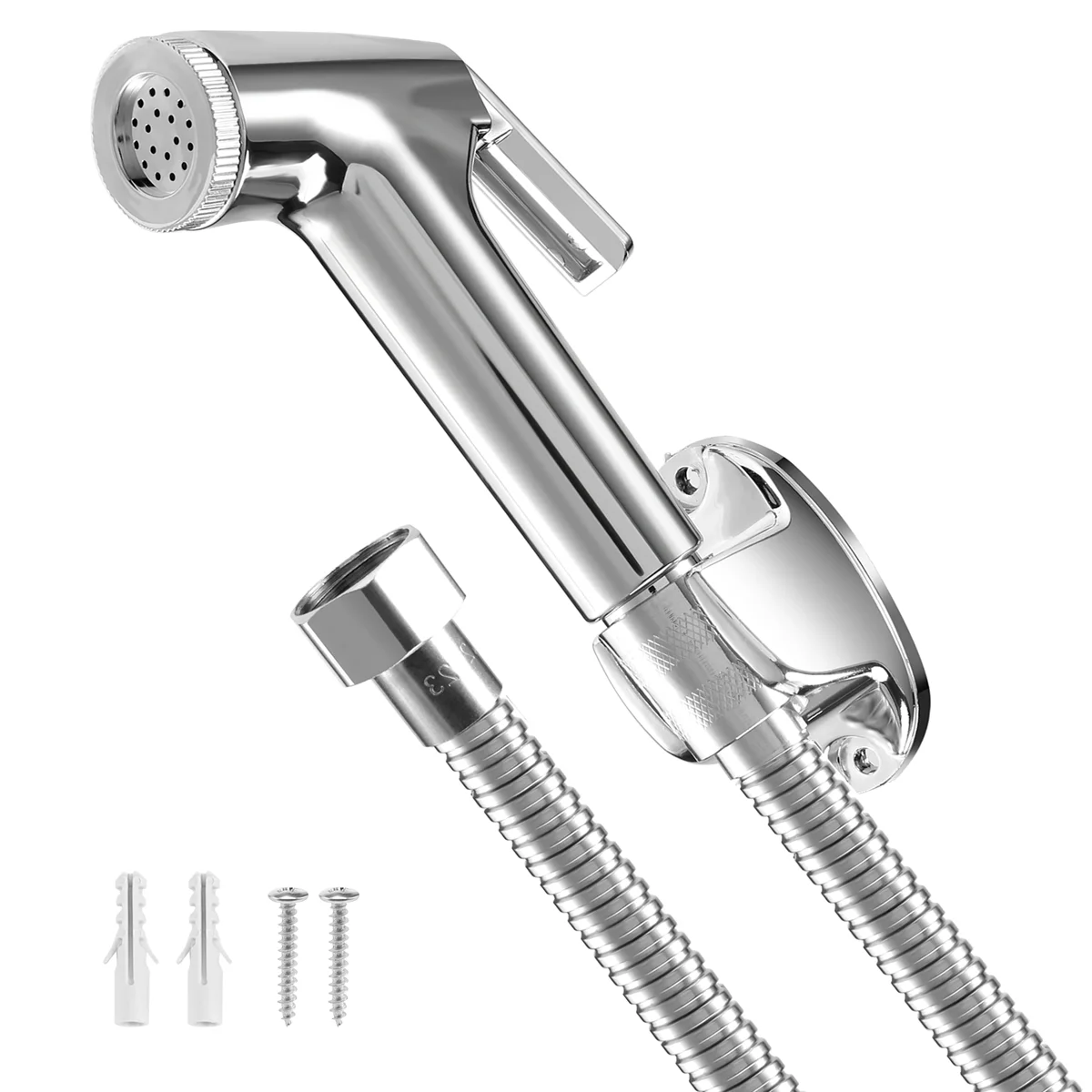 Douchette WC avec flexible et support mural — inox