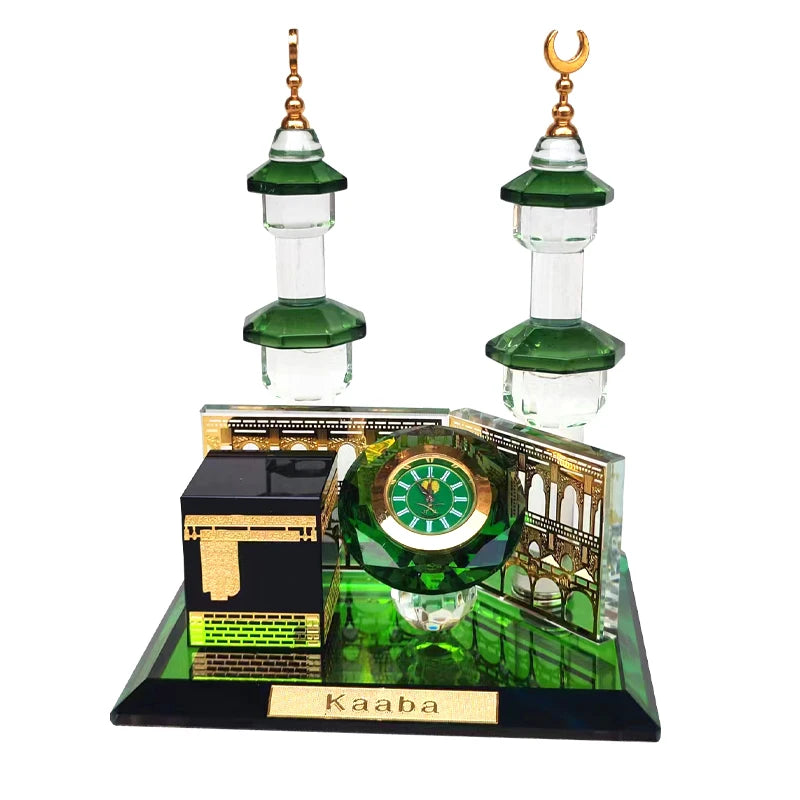 Maquette en cristal — la Kaaba et la mosquée du Prophète