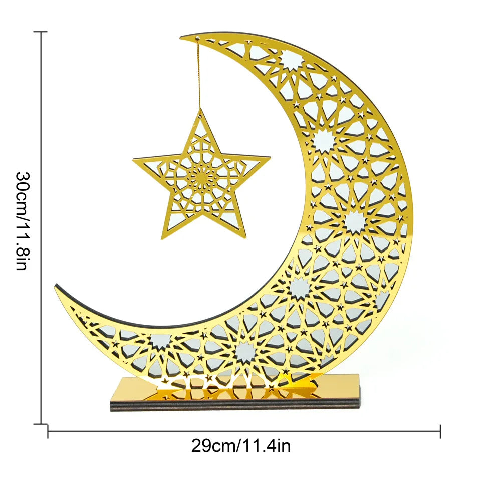 Croissant et étoile ajourés dorés — à poser, 26 cm