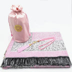 Coffret tapis de prière en chenille — avec tasbih et pochette assortis