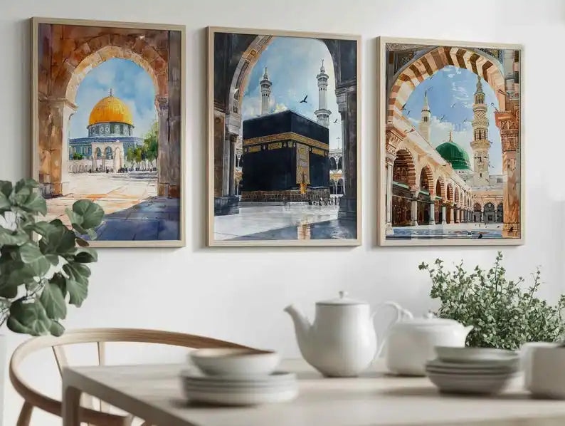 Mosquée à l'huile, reproduction sur toile texturée