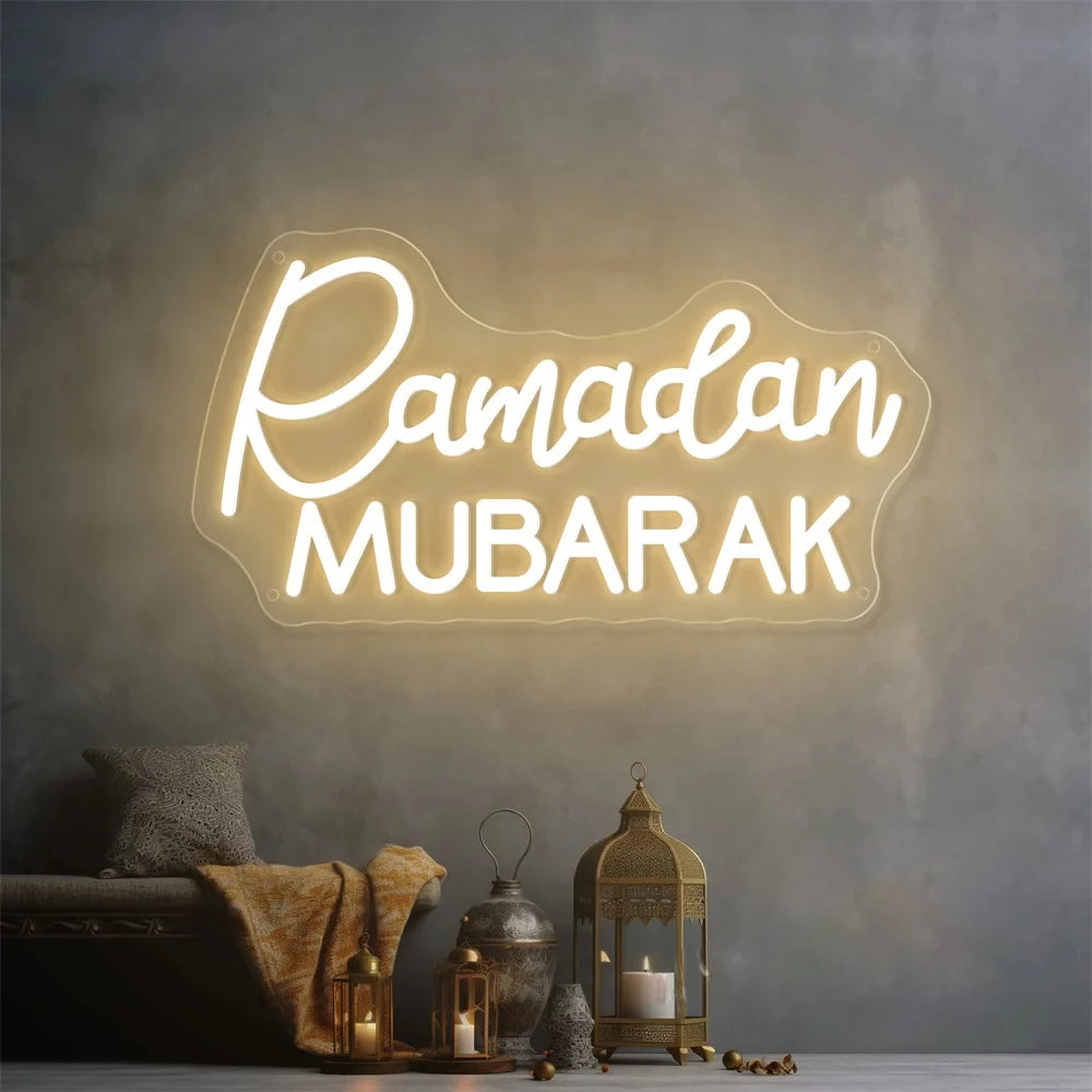 Enseigne lumineuse à LED — formules du Ramadan et de l'Aïd, 40 cm