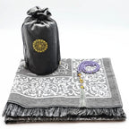 Coffret tapis de prière en chenille — avec tasbih et pochette assortis