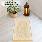 Tapis de prière crème à motif brodé — pliable, antidérapant