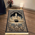 Tapis de prière la Kaaba — noir et or, pliable