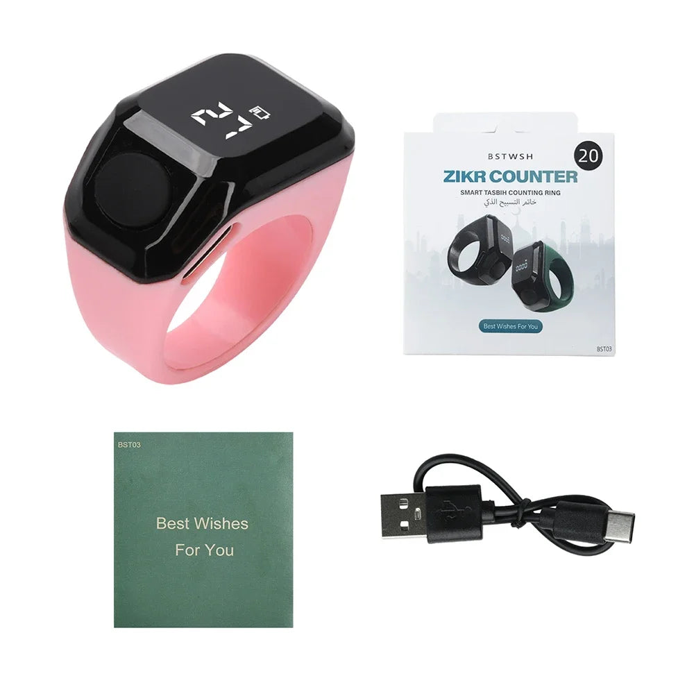 Bague compteur de dhikr Bluetooth — écran et application