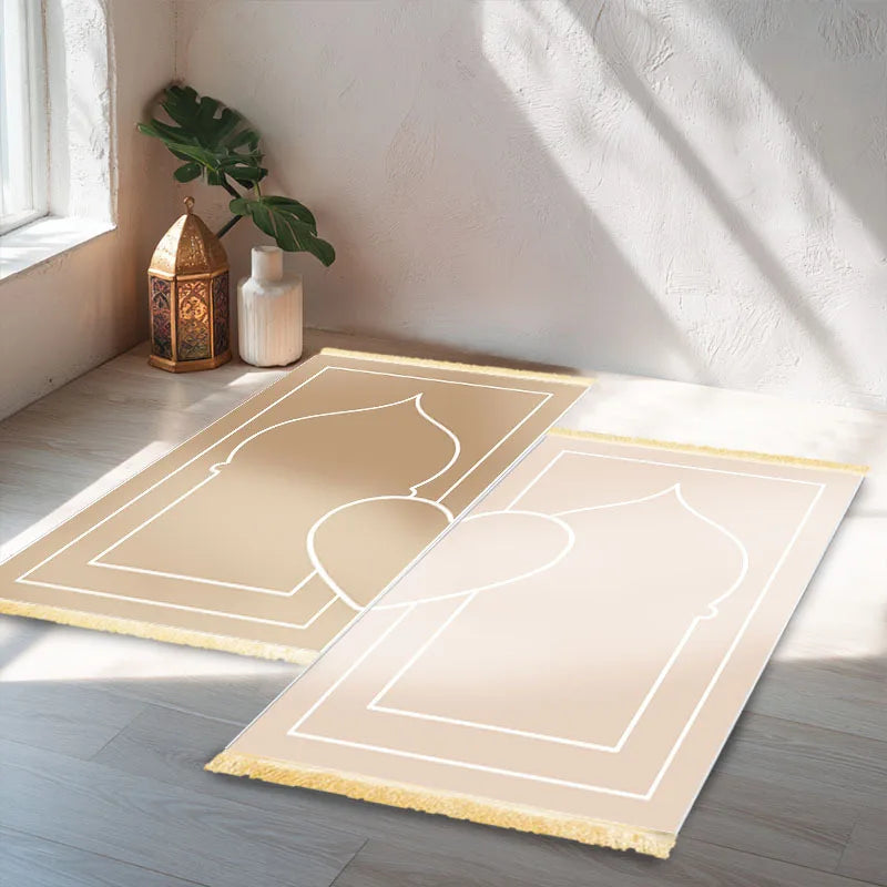 Tapis de prière minimalistes — lot de 2, crème et or