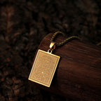 Pendentif plaque Ayat al-Kursi — acier 316L, doré ou acier