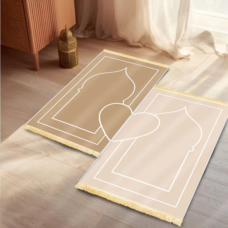 Tapis de prière minimalistes — lot de 2, crème et or