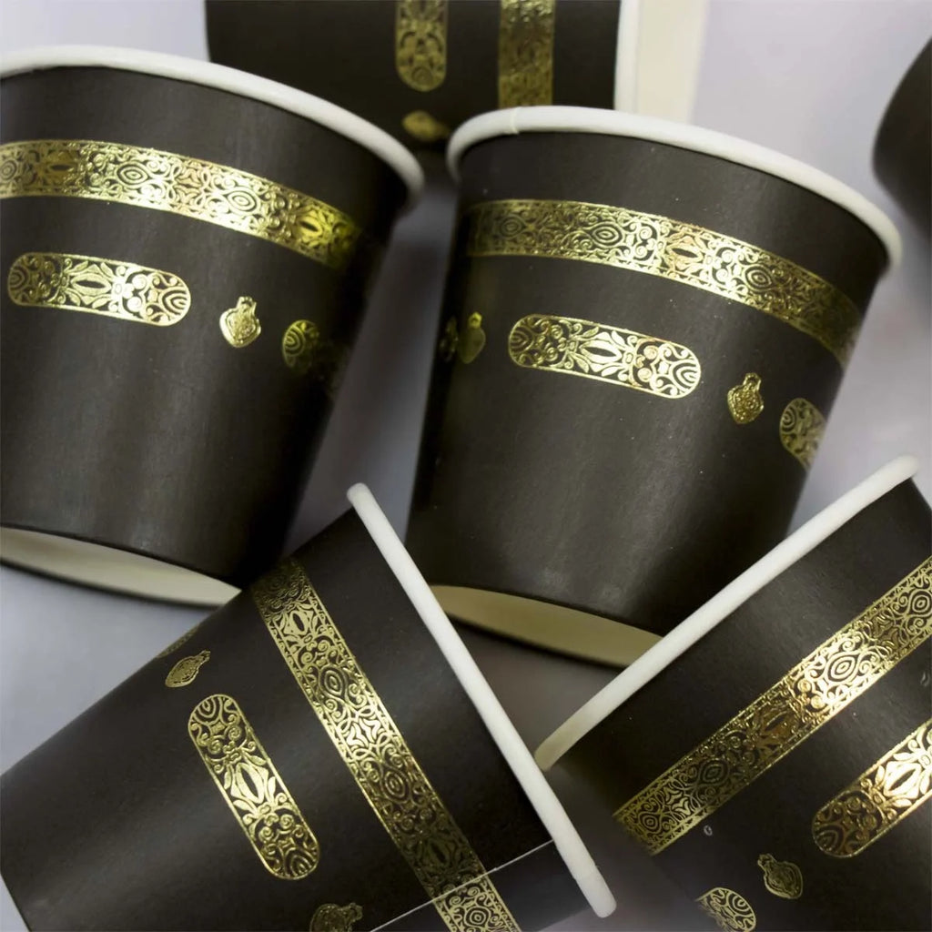 Gobelets en carton Aïd Mubarak — lot de 10, noir et or