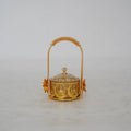 Panier doré à anse et coupelle en verre — 18,5 cm