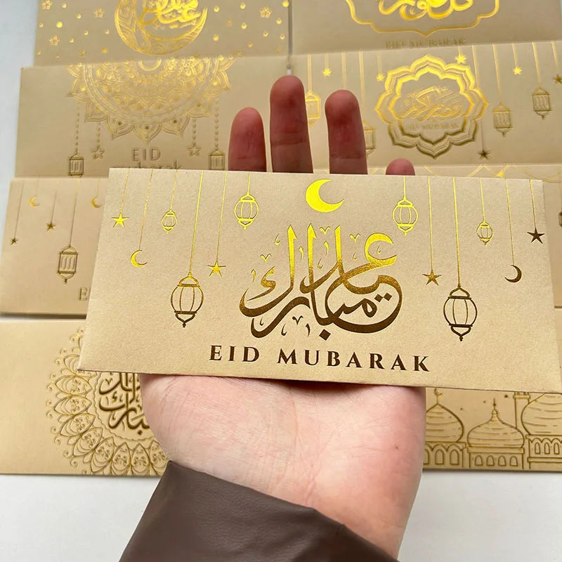 Enveloppes de l'Aïd — lot de 9, dorure à chaud