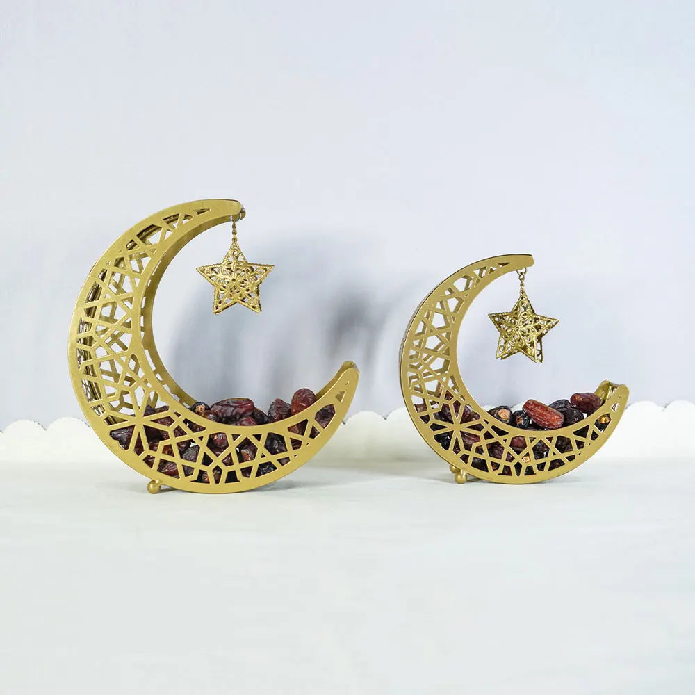 Coupelle croissant de lune en métal ajouré — étoile suspendue