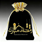 Sachets cadeaux Aïd en velours — lot de 5, 12 × 15 cm