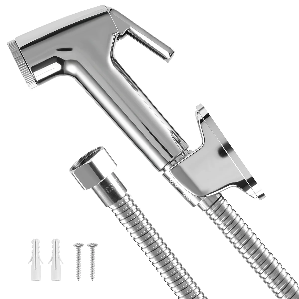 Douchette WC avec flexible et support mural — inox