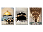 Triptyque du dhikr sur toile — SubhanAllah, Alhamdulillah, Allahu Akbar