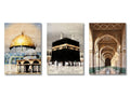 Dôme du Rocher, Kaaba et galerie de mosquée à l'aquarelle