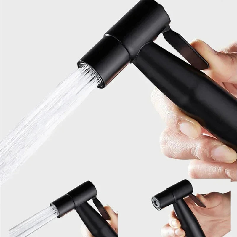 Douchette hygiénique pour WC — inox, avec flexible et support