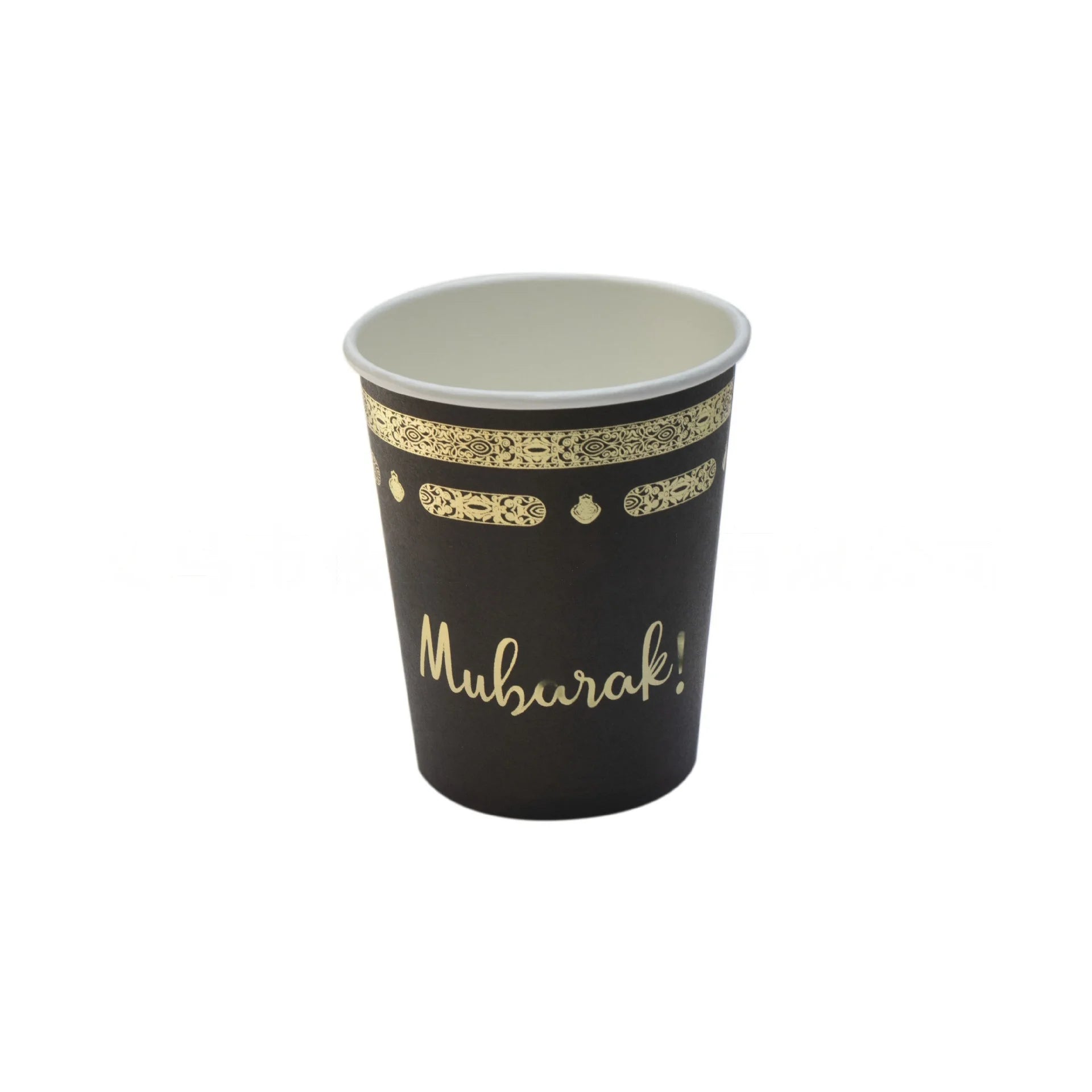 Gobelets en carton Aïd Mubarak — lot de 10, noir et or