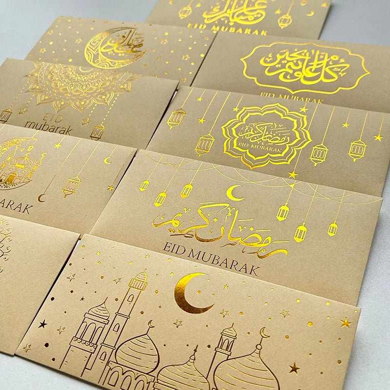 Enveloppes de l'Aïd — lot de 9, dorure à chaud